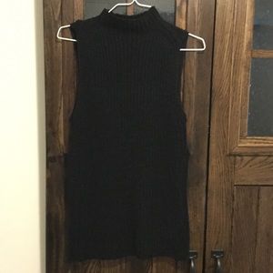 Black Sleeveless Turtle Neck Ribbed Sweater Sz XS